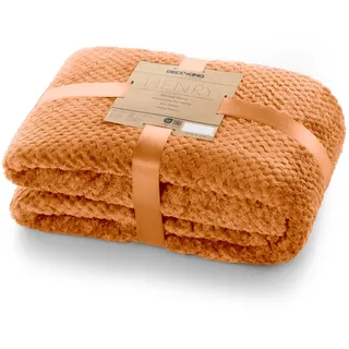 DecoKing Kuscheldecke 70x150 cm Decke Microfaser Wohndecke Tagesdecke Fleece weich sanft kuschelig skandinavischer Stil Fuchsrot Henry