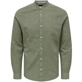 Only & Sons Herren Freizeit Hemd ONSCAIDEN SOLID - Slim Fit XS S M L XL XXL, Größe:M, Farbe:Swamp 22019173