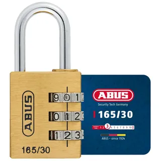 ABUS Zahlenschloss 165/30 - Vorhängeschloss aus Messing - mit individuell einstellbarem Zahlencode - Kofferschloss / Spindschloss - ABUS-Sicherheitslevel 3