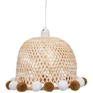 Hängeleuchte mit Pompons für Kinder, Bambus D28 cm - Beige - Atmosphera créateur d'intérieur