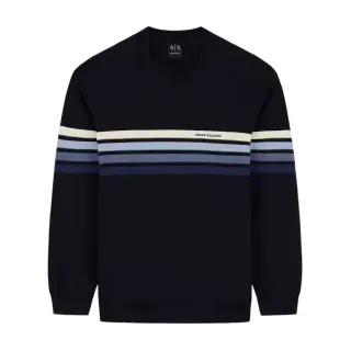 A|X Armani Exchange für Herren. XM002424AF11960MB571 Gestreifter Strickpullover in Marineblau (XL), Lässig, Baumwolle
