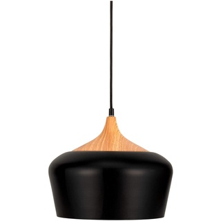 Pauleen 48146 Pure Delight Pendeleuchte in Schwarz Pendellampe mit Holzoptik skandinavisches Design Lampe max40W E27 Schwarz 230V Metall