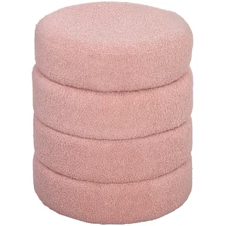 Homcom Sitzhocker, Fußhocker, Runder Polsterhocker, Fußstütze mit Sitzkissen, für Wohnzimmer, Schlafzimmer, Rosa, Ø40 x 45 cm