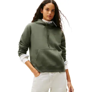 Tommy Jeans Damen Hoodie Flag Regular Fit, Grün (Pewter Green), S