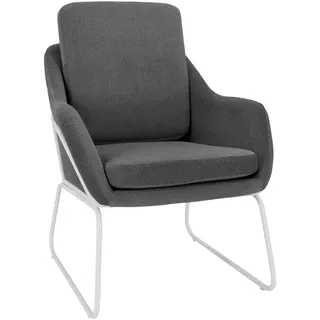 HJH Office 719226 Lounge Sessel LAGUNO W Stoff moderner Relaxsessel mit Kufengestell im Industrial-Design, gepolstert, Dunkelgrau