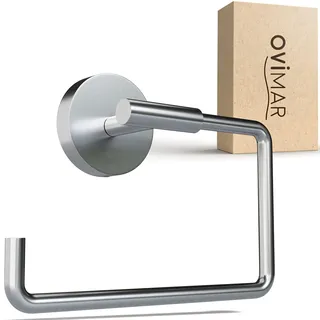 ovimar Toilettenpapierhalter Sejero zum Bohren Silber | Klorollenhalter in Edelstahl | Klorollenhalter ohne Deckel | WC Rollenhalter mit Absenkdämpfung zum Bohren | WC Papierhalter