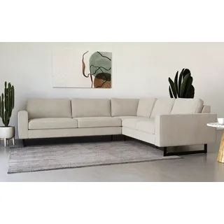 Places of Style Ecksofa »Pinto, 250/290 cm, langer Schenkel, XXL, Ottomane«, Cord, Feincord, Luxus-Microfaser Leder und Chenille PLACES OF STYLE cream