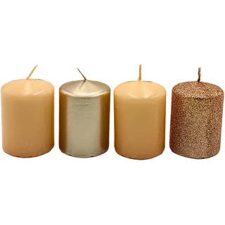 Dekohelden24 Adventskerzen 5 x 5 x 7 cm bronze-beige-cappuccino 4 St.