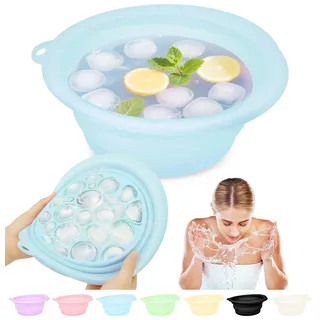 Musiwanna Face Ice Bath Bowl, Faltbares Eiswürfel für Gesicht, Silikon Schüssel für Gesicht Eisbad, Facial Ice Bath Washbasin Eingebaute Eiswürfelschale für den Heimgebrauch oder Unterwegs