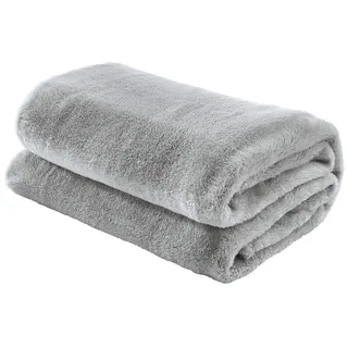 Erwin Müller Teddy-Fleece-Wohndecke Salerno, Fleece-Decke, Kuscheldecke Silbergrau Größe 130x170 cm - flauschig weich, pflegeleicht