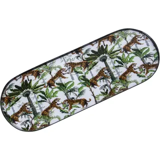 Set mit 2 Tabletts aus Metall, Bedruckt mit Tigern, Mehrfarbig, 15 x 41 x 1 cm