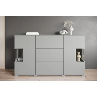 INOSIGN Sideboard »Kenia« 1 Stk. tlg. Sideboard mit 3 Schubladen, 6 Fächern, Glastüren, Breite 150 cm, grau