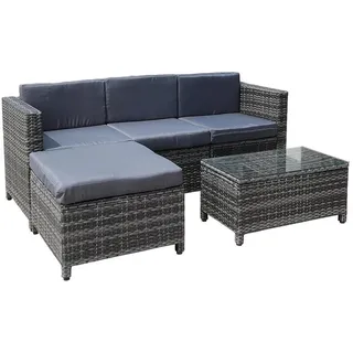 MuCoLa Gartenmöbel 5tlg. Gartenlounge Grau Sitzgruppe Gartenset Ottomane Polyrattan Set Sitzgarnitur Essgruppe Balkon Hocker Lounge - Grau