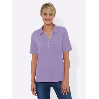 Poloshirt CASUAL LOOKS "Poloshirt", Damen, Gr. 42, lila (flieder), 50% Baumwolle, 50% Modal, unifarben, ohne Ausschnitt, Shirts Poloshirt