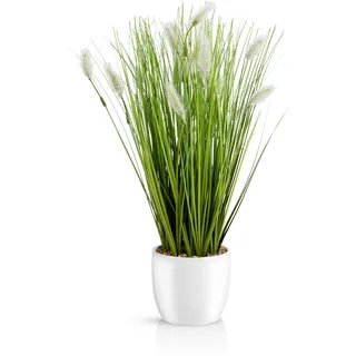 PASCH® Kunstgras in weißem Keramiktopf (42cm): Gräser künstlich | Künstliches Gras | Kunstpflanze Gras | Dekogras | Kunstpflanzen wie echt | Künstliche Pflanzen im Topf