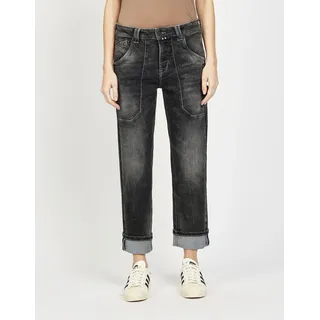 GANG Straight-Jeans "94THELMA WORKER" mit aufgesetzten Taschen und typischen Workerdetails, midgrau worn