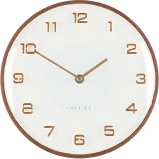 Wanduhr CASERTA aus Kunststoff, Braun, minimalistisches Zifferblatt, Ø 25 cm - Braun
