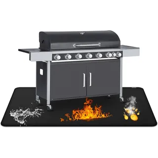 FIREWESS 120x190 cm Feuerfeste Unterlage, Hitzeschutzmatte, Antihaft-Material Bodenschutzmatte, Grill Matten, Bodenmatte Feuerstellenmatte Outdoor BBQ Matte für Gasgrill Holzkohlegrill