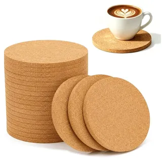 20 Stück Holz Korkuntersetzer, Korkuntersetzer Rund Set, 10cm × 3mm Untersetzer Kork, Korkuntersetzerrund, Kork Untersetzer, Hitzebeständige Topfuntersetzer Korkfür Küche, Bar, Wohnzimmer