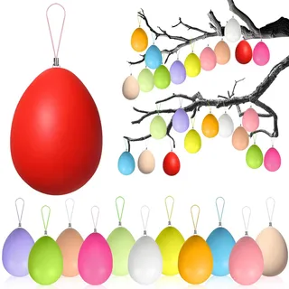 Ostereier zum Aufhängen Draussen, 36pcs Bunte Ostereier Deko für Outdoor Innen Draußen Garten, Plastik Osterdeko Eier Pastell, Hübsch und Schön, Einfach Aufzuhängen und Robust