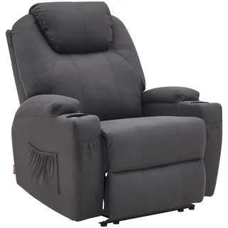 MCombo M MCombo Elektrisch Relaxsessel Massagesessel Fernsehsessel Liegefunktion Vibration Heizung 7061 (Dunkelgrau -Mikrofaser) - Dunkelgrau