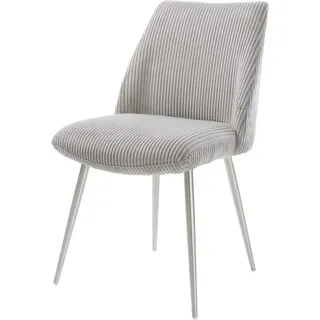 DeLife Esszimmerstuhl Elso-Flex Cord Silbergrau 4-Fuß konisch Edelstahl Taschenfederkern