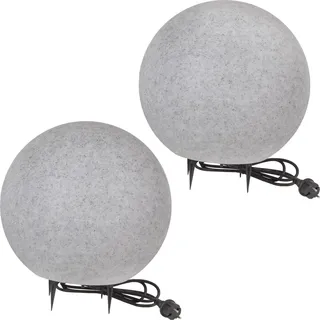 Kugelleuchte Kugellampe Gartenlampe Außenleuchte Granit-Optik 2er Set 40-40cm - Grau