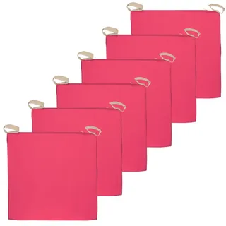 Atout Ciel Stuhlkissen, zweifarbig, mit Klettverschluss, aus wasserabweisendem Stoff, 40 x 40 x 4 cm, Himbeere/Beige, 6 Stück