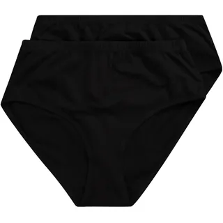 Ulla Popken Damen große Größen Übergrößen Plus Size Slips, 2er-Pack, Uni, Biobaumwolle schwarz 54+ 790727130-54+