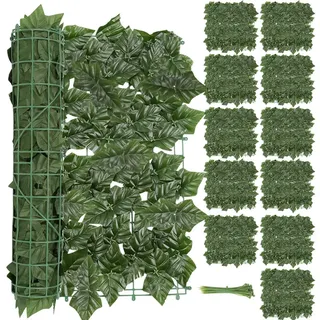 Jiubiaz Sichtschutzhecke Windschutz Efeu Sichtschutz Balkonverkleidung Blätterzaun,Erdnussblatt - Grün