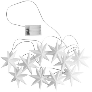 Ideen mit Herz LED-Lichterkette Sterne | Indoor | 10 weiße Sterne | je Ø 12cm | je 1 LED in Warmweiß | batteriebetrieben | Timer-Funktion: 6 Stunden AN | 18 Stunden AUS | Fenster-Deko | Weihnachtsdeko