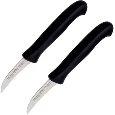 Otto Herder Manicure 2er Set Schälmesser Solingen, 16,5cm Messer für Obst Gemüse, rostfrei, mit Griff aus Kunststoff, Obstmesser Gemüsemesser mit gebogener 5,5cm Klinge