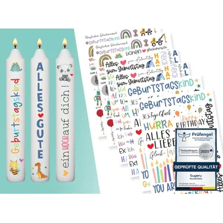 Sugeru® 6 PCS kerzenfolie(200+ Muster) DIN A5, Kerzentattoo Wassertransferdruck|wasserschiebefolie kerzen dekorieren| kerzenaufkleber sticker|Sprüche,ostern,Happy Birthday (Geburtstagsthema - Dino)