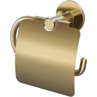 Lenz Papierhalter Juna in Gold – Mit Deckel – Wandmontage – Zum Bohren oder Kleben – Hochwertige Verarbeitung mit Anti-Fingerabdruck Oberfläche – 4113741