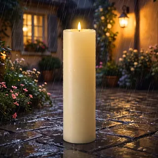 Ketom LED Kerzen mit Timerfunktion, D10 x H35 cm Kerzen LED Groß, Elfenbein