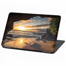 Laptop Folie Cover Strand Urlaub Paradies Klebefolie Notebook Aufkleber Schutzhülle selbstklebend Vinyl Skin Sticker (13-14 Zoll, LP90 Beach Cave)