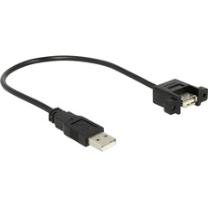 Bild USB 2.0 USB-A Stecker USB-A Buchse zum Einbau 0,25 m USB 2.0 Typ-A Computer-Kabel, USB A Schwarz
