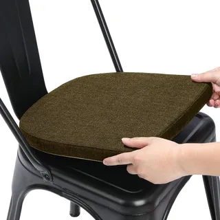 BUYUE Leinen 30x30 Kissen für Metallstuhl 1 Stück, Anti-Rutsch Sitzkissen für Esszimmer Küche Café stapelbare Stühle (U-Form, braun, 1 Stück)