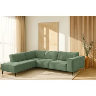 Home Affaire PLACES OF STYLE Ecksofa »Lorcan, Breite 275 cm, weiches Sitzgefühl« Massivholz- oder Metallfüße, Lederoptik, Struktur, Chenille, Boucle, grün