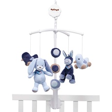 Nattou Mobile mit Spieluhr Alex und Bibou, Sanftes Wiegelied "La-Le-Lu", 7 x 31 x 37 cm, Blau