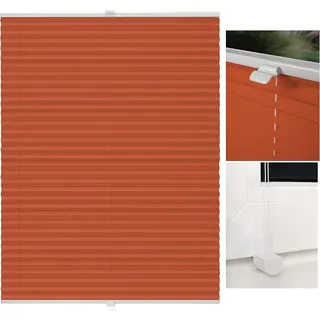 Orangefarbenes Klemmfix-Plissee ohne Bohren, Faltrollo und Jalousie für Fenster und Türen, mit Sicht- und Sonnenschutz, blickdicht sowie lichtdurchlässig, 50x130 cm - Weiß