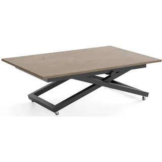 WFL Group Couchtisch Axen höhenverstellbar ausziehbar, Eiche Braun 120-160/80/38-75 cm , Greige , Metall , Nachbildung , Rechteckig,Rechteckig , 160x75x80 cm , Wohnzimmer, Wohnzimmertische, Couchtische