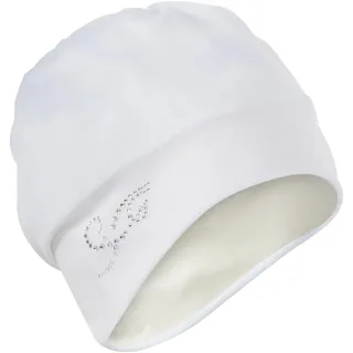 Fashy Exklusive Stoffbadehaube mit Strasssteinen, Weiß, Verstellbarer Klettverschluss, Folieninnenhaube
