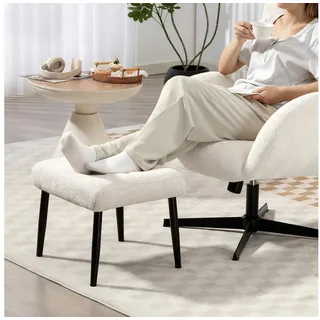 Homcom Sitzhocker mit weichem Sitzkissen Chenille-Stoff 0 x 0 x 0 cm Cremeweiß