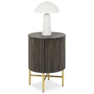 Idimex Nachttisch Fluted braun , Braun , Metall , Mode , Rund , 40x52x40 cm , Schlafzimmer, Nachtkästchen
