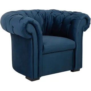 Mid.you Chesterfield-Sessel , Dunkelblau , Textil , Buche , vollmassiv , 114x78x91 cm , Made in Eu , Wohnzimmer, Sessel, Chesterfield-Sessel