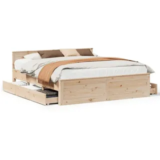 vidaXL Massivholzbett ohne Matratze mit Kopfteil 200x200 cm - Braun