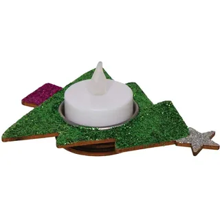 Baker Ross AX429 Weihnachtsbaum Teelichthalter aus Holz - 4 Stück, Festliche Kreativsets und Bastelbedarf zum Basteln und Dekorieren zur Weihnachtszeit