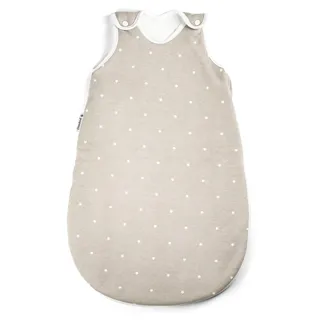 Ehrenkind® Baby Sommerschlafsack Rund | Bio-Baumwolle | Sommer Schlafsack Gr. 74/80 Taupe mit weißen Sternen | Schlafsack Baby Schlafsack Kinder