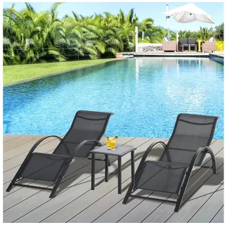Outsunny Sonnenliege 3er-Set  Schwarz